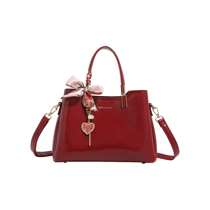 H YXIANG Microfiber Synthetic Leather One Shoulder Handbags Women's Burgundy-0