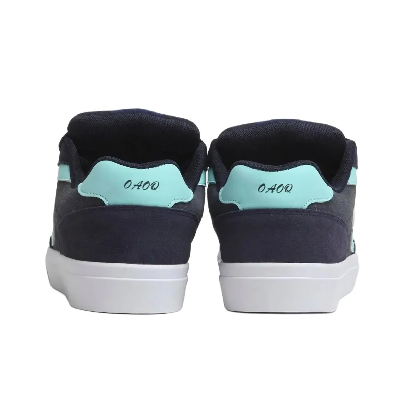 OAOQ Cushioning Abrasion Resistant Lightweight Breathable Slip Resistant Low Top Skateboard Shoes Unisex Navy Blue-4