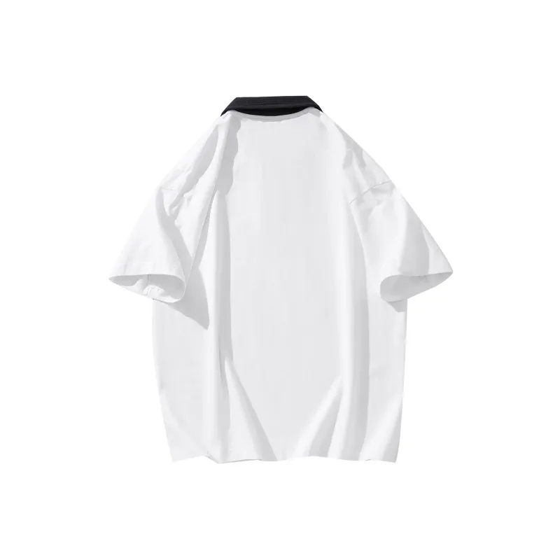FAIRWHALE Short Sleeve Polo Shirts Unisex White-1