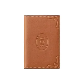 CARTIER Calfskin Card Holder Women's Caramel