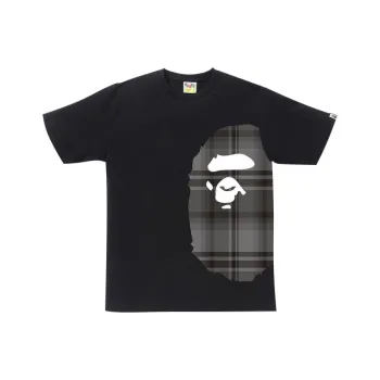 A BATHING APE Logo Check Side Big Ape Head Tee