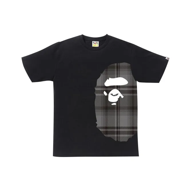 A BATHING APE Logo Check Side Big Ape Head Tee-0