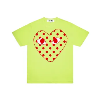 Comme Des Garcons Play Pastelle Polka Dot Red Heart T shirt