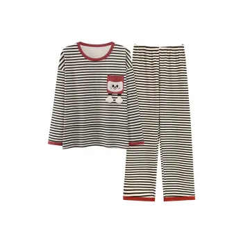 Xiang Ning Pai Pajama Set Women's Black White Stripes