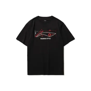 LiNing Sports Fashion Collection Drop Shoulder Sleeve T Shirt Men's Black Red