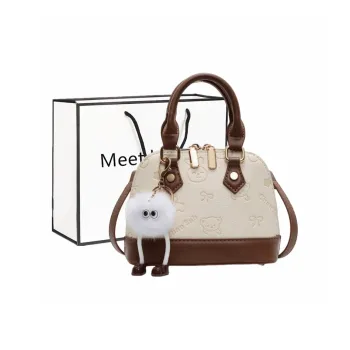 Fitchell Pu Dome Bag Handbags Regular Women's White & Brown/Black/Ecru/Pink