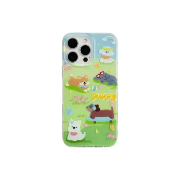 Sopi Acrylic Material Playful Puppy On The Grass Phone Cases Compatible With IPhone 16/15 Pro Max/Apple 13/14 Pro/Max