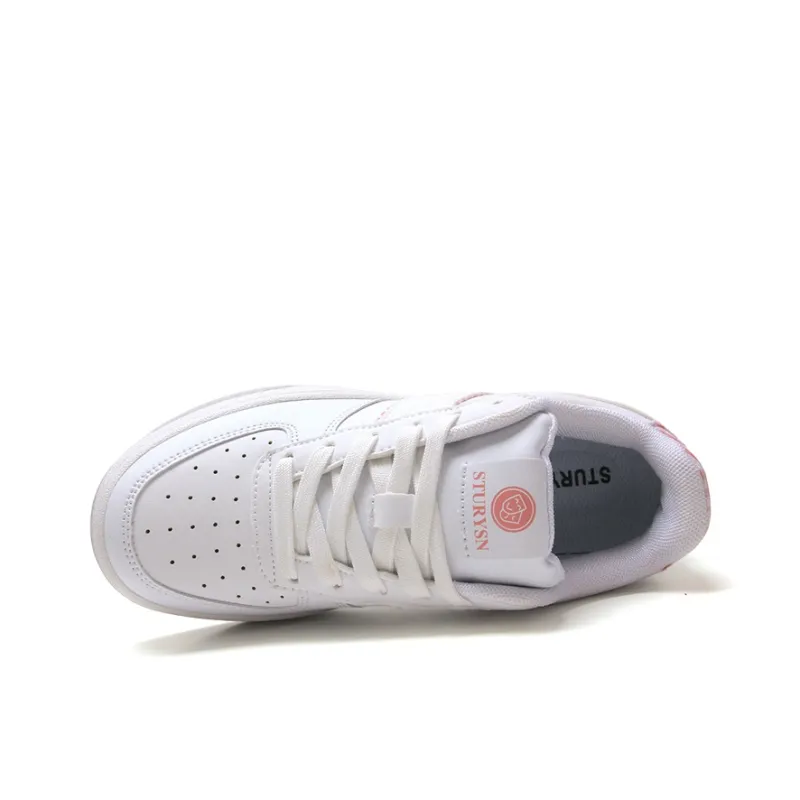 STUR YSN Wear Resistant Lightweight Height Increasing Low Top Skateboard Shoes Women's White Peony Pink-5