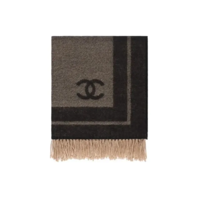 CHANEL Knit Scarves Unisex Brown-0