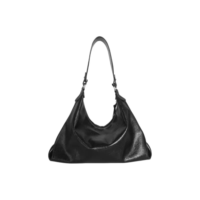 Kikawa Card Synthetic Leather Tote Bag, Shopping Bag, Shoulder Bag Medium Size Women's Black-5