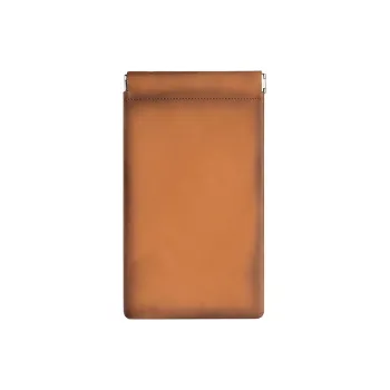 OUZIHUANG Top Grain Cow Leather Storage Bag Unisex Brown & Spray Color