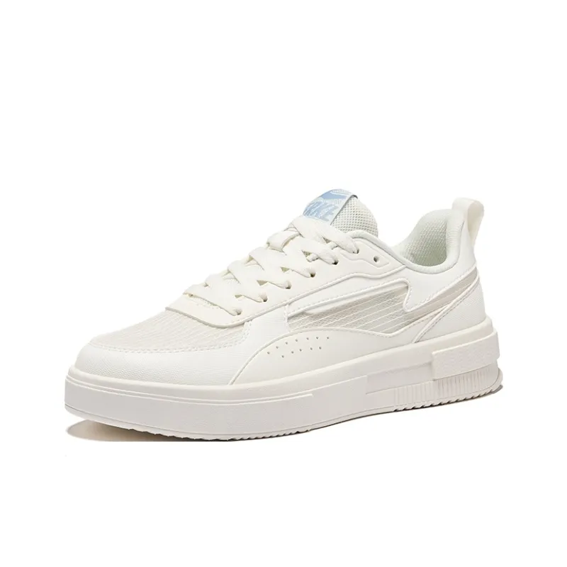 Erke Anti Slip Wear Resistant Low Top Skateboard Shoes Women's Microcrystal White-2