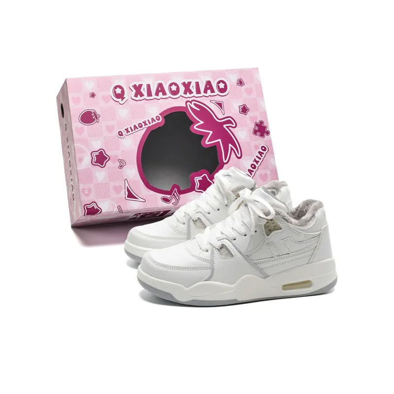 Circle Small Height Increasing Wear Resistant Breathable Slip Resistant Low Top Skateboard Shoes Unisex White-30
