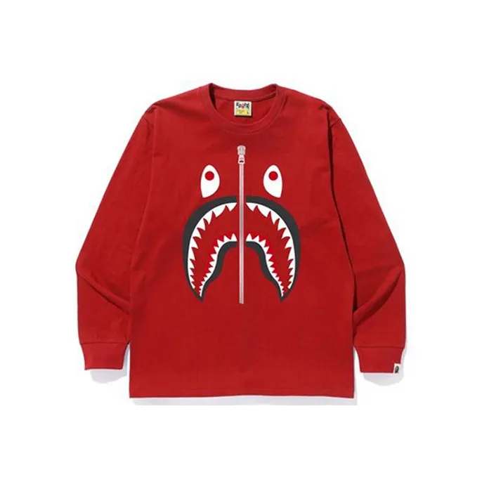 A BATHING APE Applique Metal Zip Shark Crewneck-3