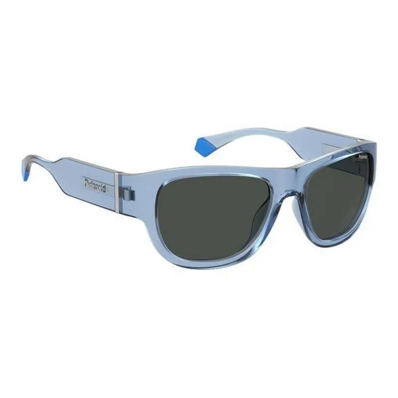 Polaroid Acetate Metal Rectangular Sunglasses Unisex Blue-2