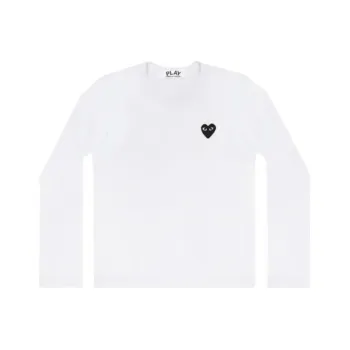Comme Des Garcons Play Women's Embroidered Black Heart Long Sleeve T shirt