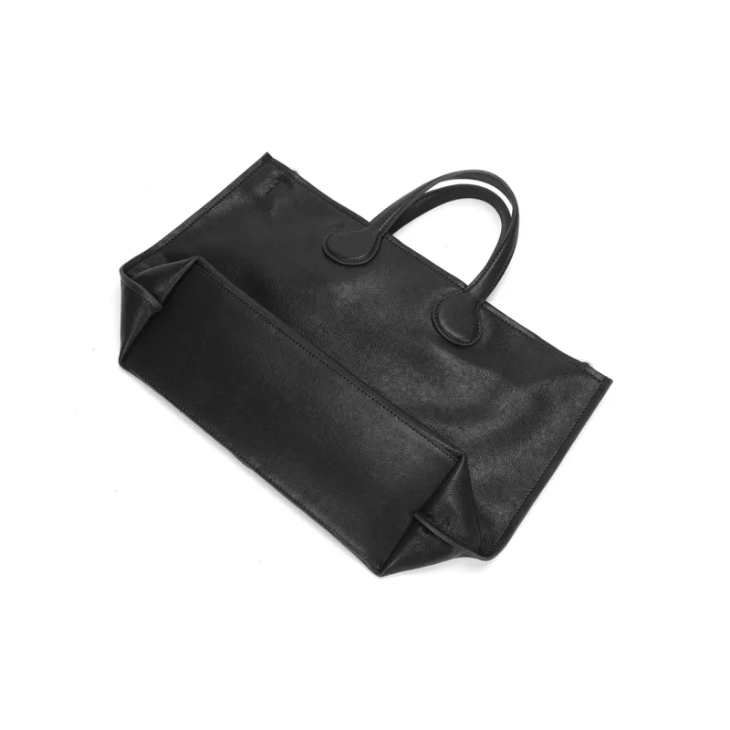 SHEPOK Cow Split Leather Shoulder Bag Crossbody Bag Handbag Women's Black/White-3