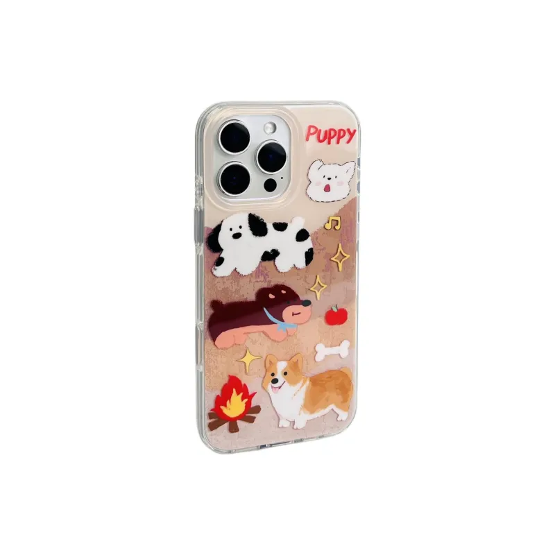 Sopi Acrylic Material Fireplace Puppy Bracelet Phone Cases Compatible With IPhone 16/15 Pro Max/Apple 13/14 Pro/Max-3