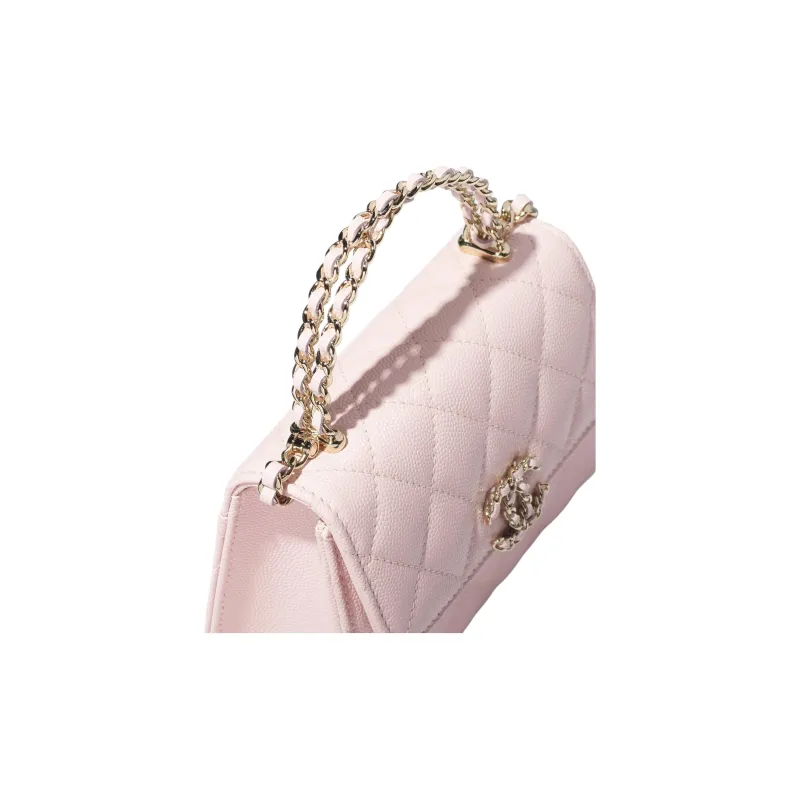 CHANEL Bright Calfskin Handbag Women's Light Pink-3