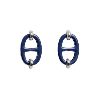 HERMES Metal Earrings Women's Blue