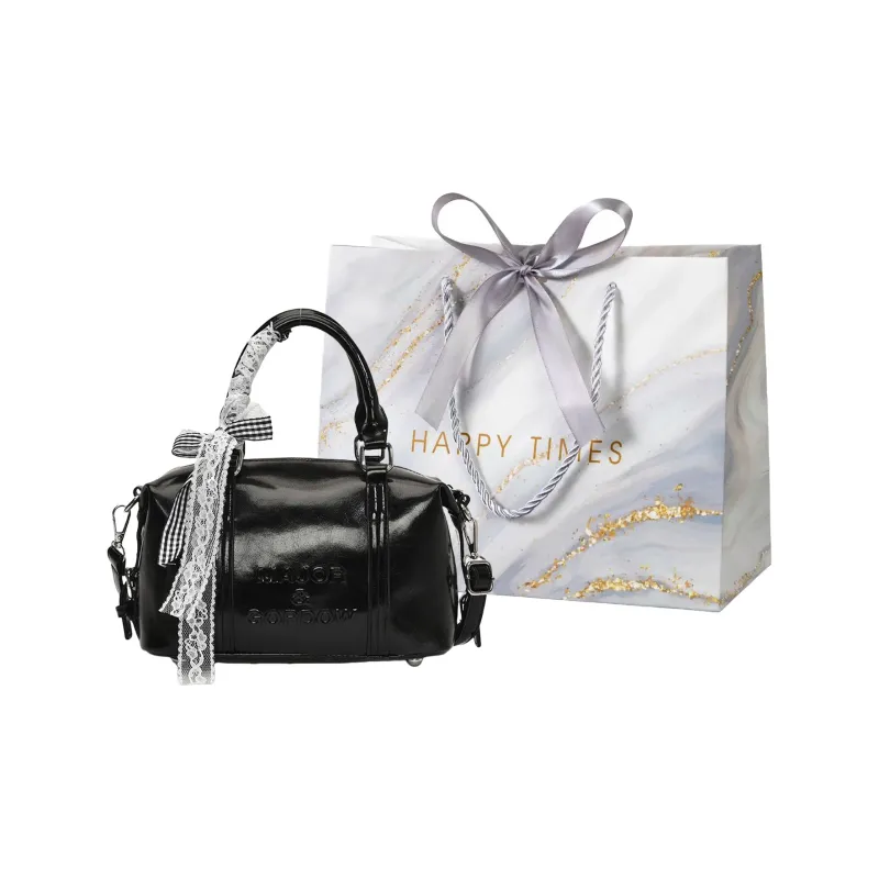 Miss Angel PU Boston Bag Handbag Women's White/Black/Silver-9