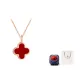 18K Four-Leaf Clover Agate Pendant-Blue Dreamy Box