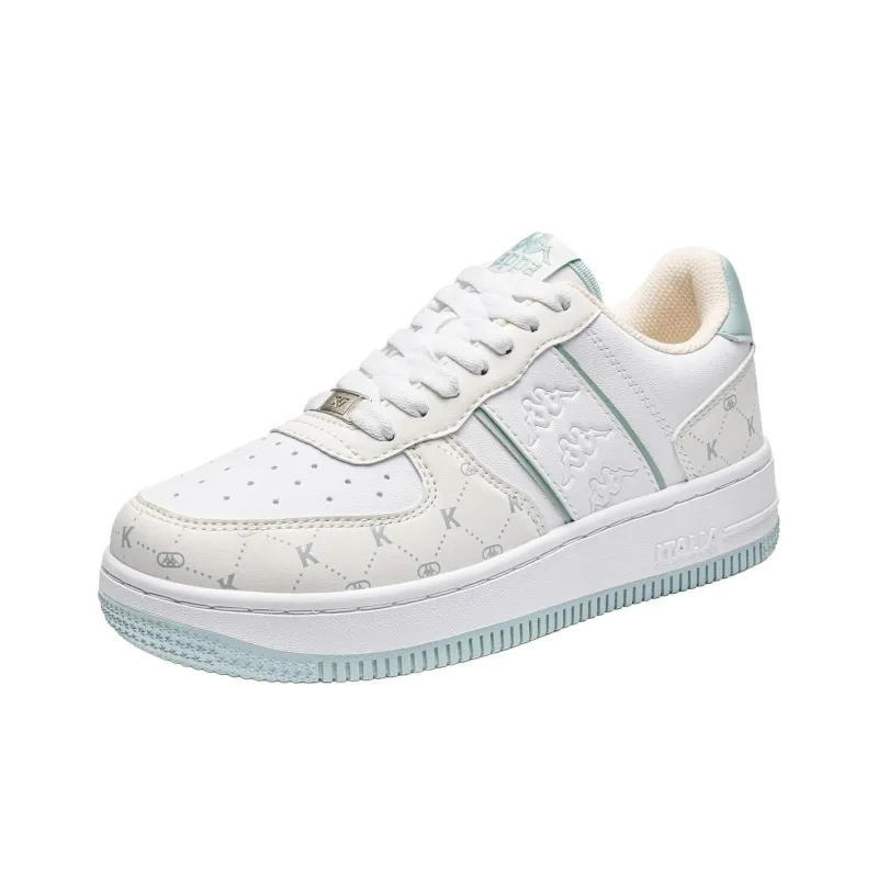 Kappa Back to Back Anti Slip Wear Resistant Low Top Skateboard Shoes Women's Classic White Long Turquoise-2
