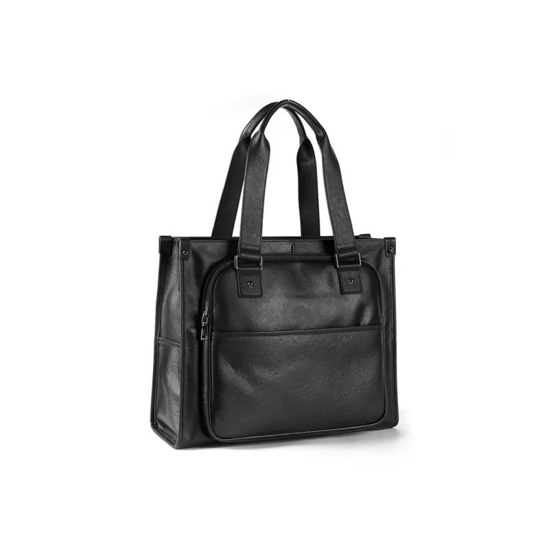 DOSRFINI Top Grain Cow Leather Briefcases Men's Black-1