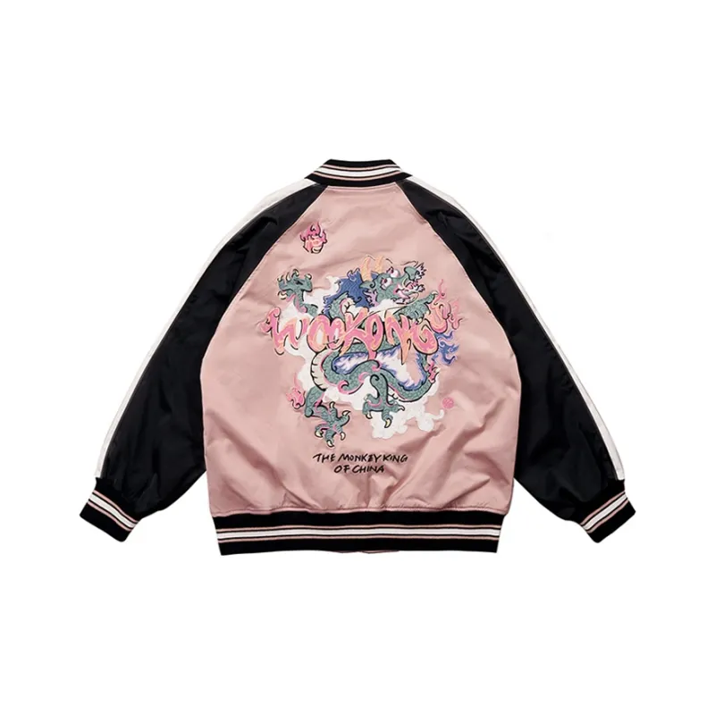 WOOKONG Spring Jacket Loose Fit Unisex Year Of The Dragon Embroidery Jacket-1