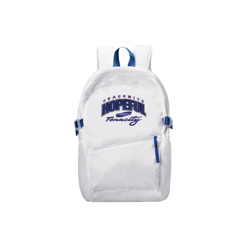 DRACONITE Embroidery Student Backpack Regular Unisex Blue White Color Blocking-48