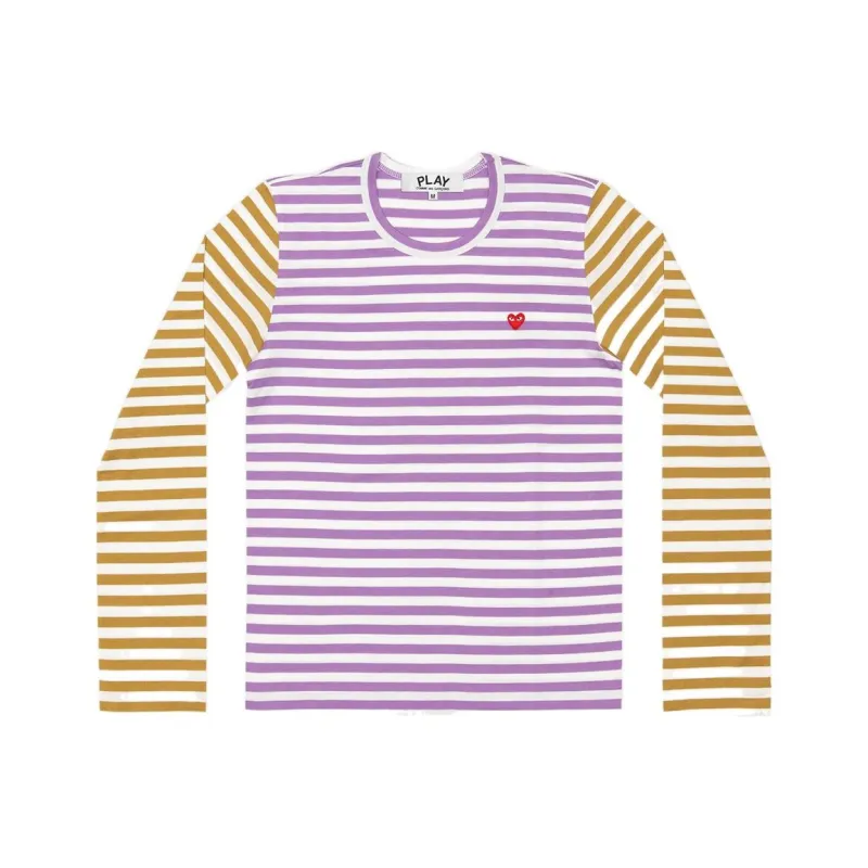 CDG Play T Shirts Men Yellow Purple Color Block-0