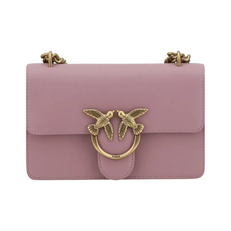 PINKO LOVE Series Calfskin Crossbody Bag, Shoulder Bag Mini Women's Violet Purple-0