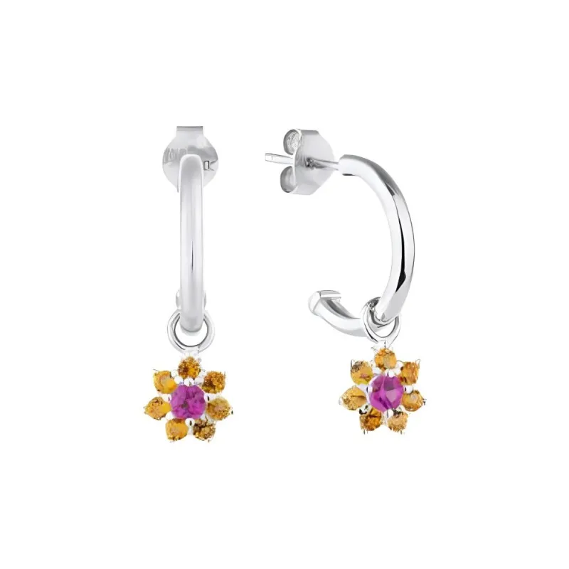 Radiant Silver, Stainless Steel, Cubic Zircon Earrings Women's Silver-0