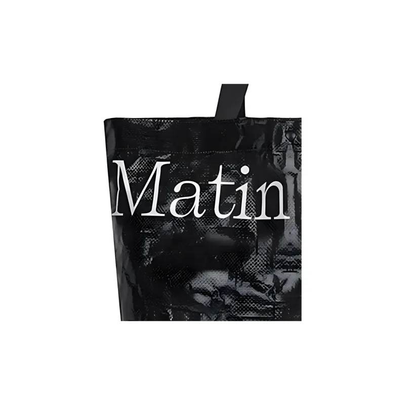 MATIN KIM Waterproof Oilcloth Tote Bag Shopping Bag Handbag Shoulder Bags Regular Unisex Black-2
