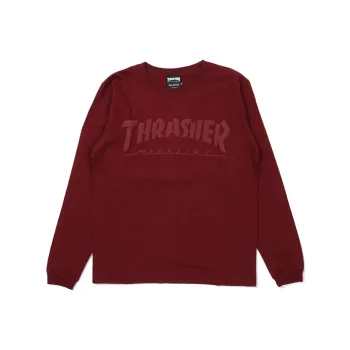 Thrasher Straight Long-Sleeved T-Shirt Japan Version Unisex Burgundy