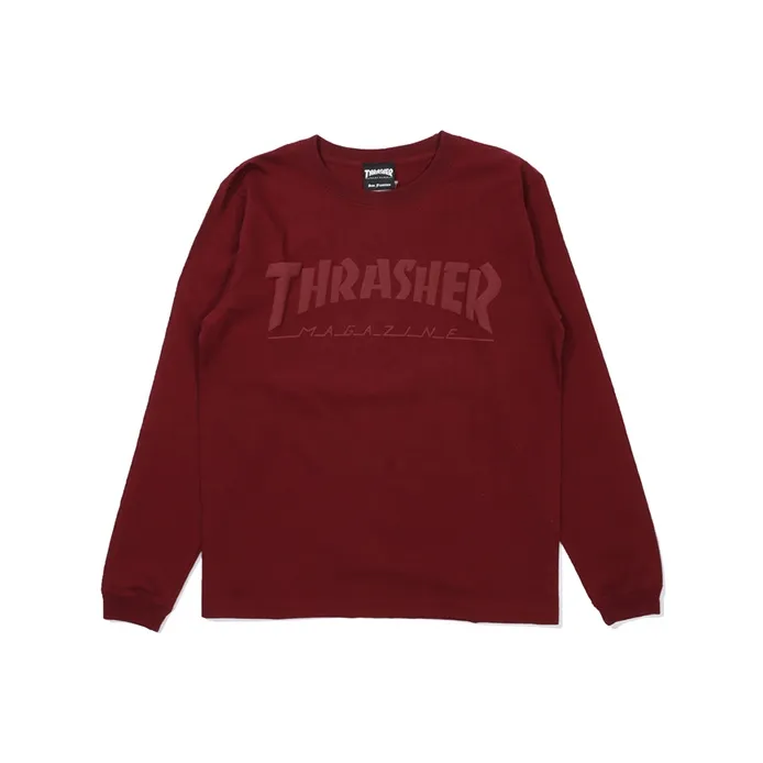 Thrasher Straight Long-Sleeved T-Shirt Japan Version Unisex Burgundy-0