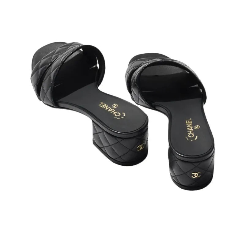 CHANEL Slide Slippers 5cm Women's Black-3