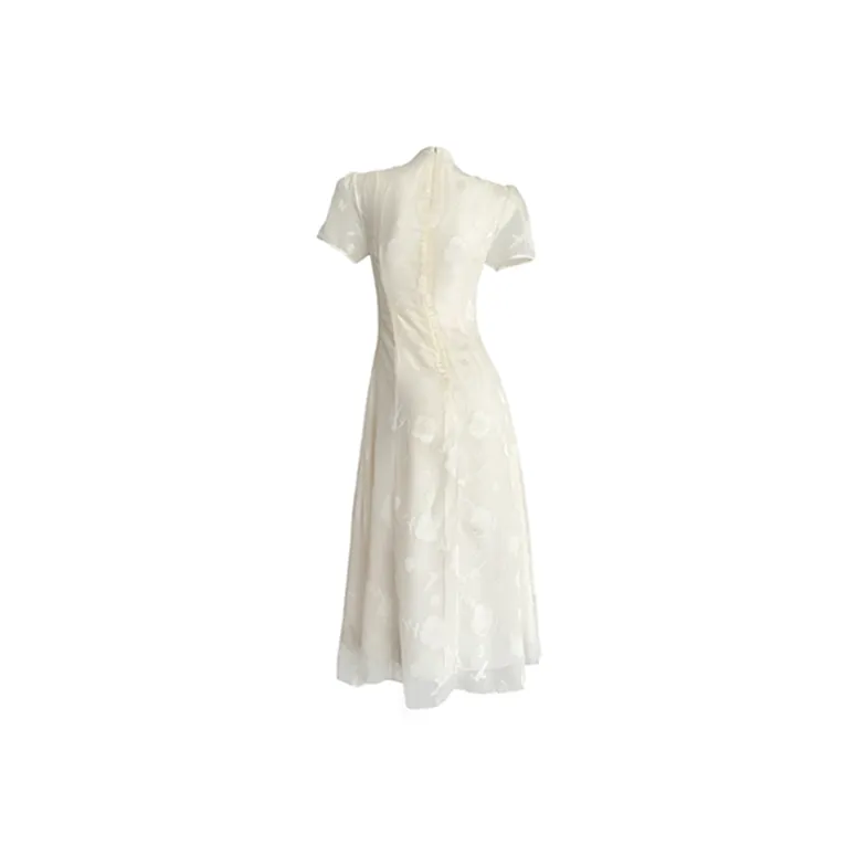 Pa33word Short Sleeved Dress Women's Beige Apricot-24