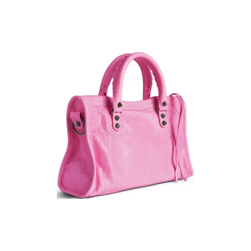 Balenciaga Le City Sheepskin One Shoulder Handbag Women's Bright Pink-4