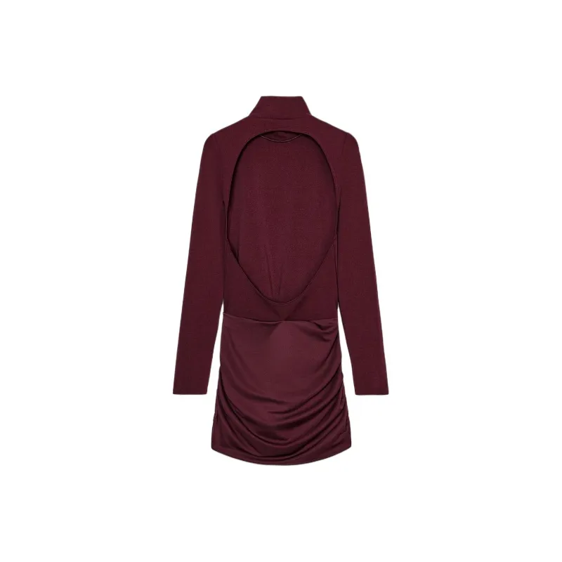 ZARA Long Sleeved Dresses Women's Burgundy-1