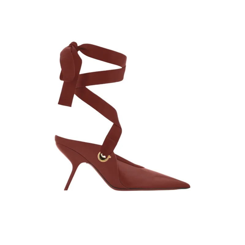 Maximilian Davis x FERRAGAMO Irregular Heel High Heels 8.5cm Women's Red-1