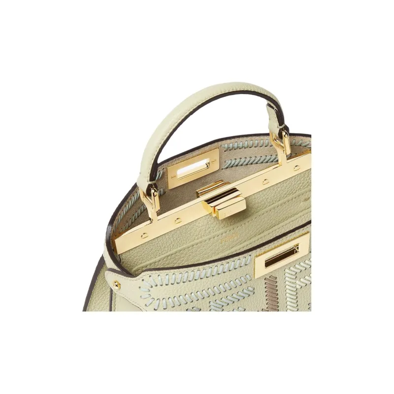 FENDI Peekaboo ISeeU Calfskin Shoulder Bag, Crossbody Bag, Handbag Small Size Women's Green-4