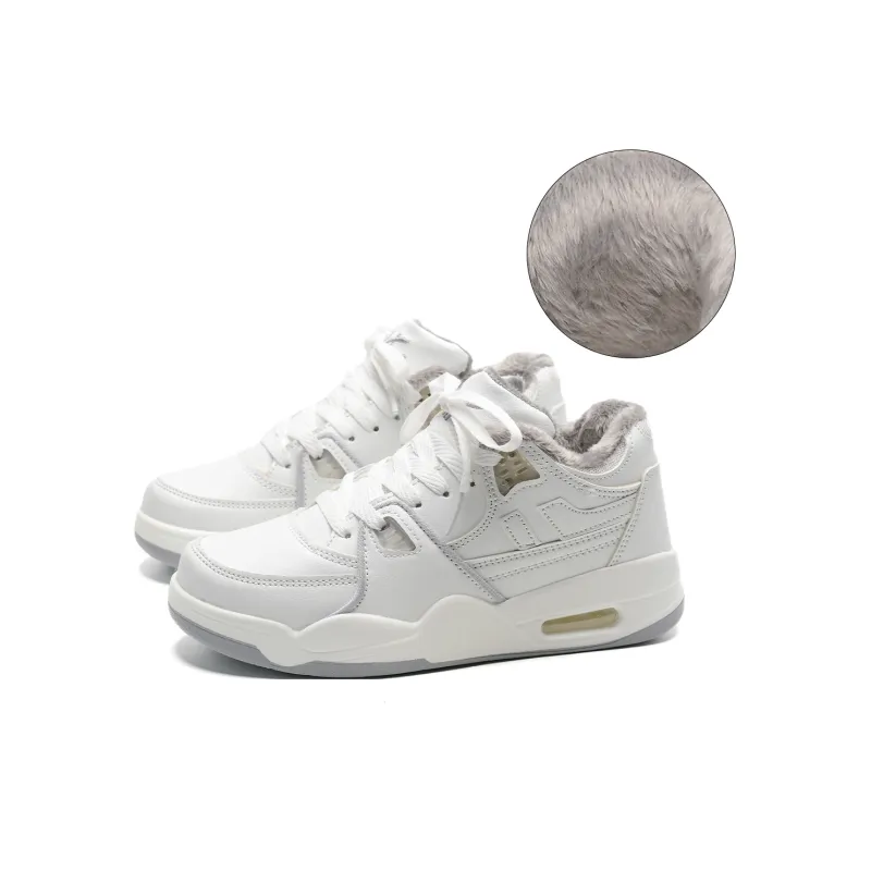 Circle Small Height Increasing Wear Resistant Breathable Slip Resistant Low Top Skateboard Shoes Unisex White-32