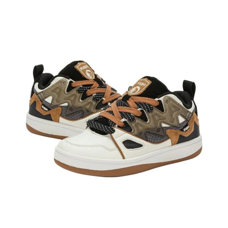 COPPOLELLA x Kappa Abrasion Resistant Low Top Skateboard Shoes Unisex White Brown Black-3