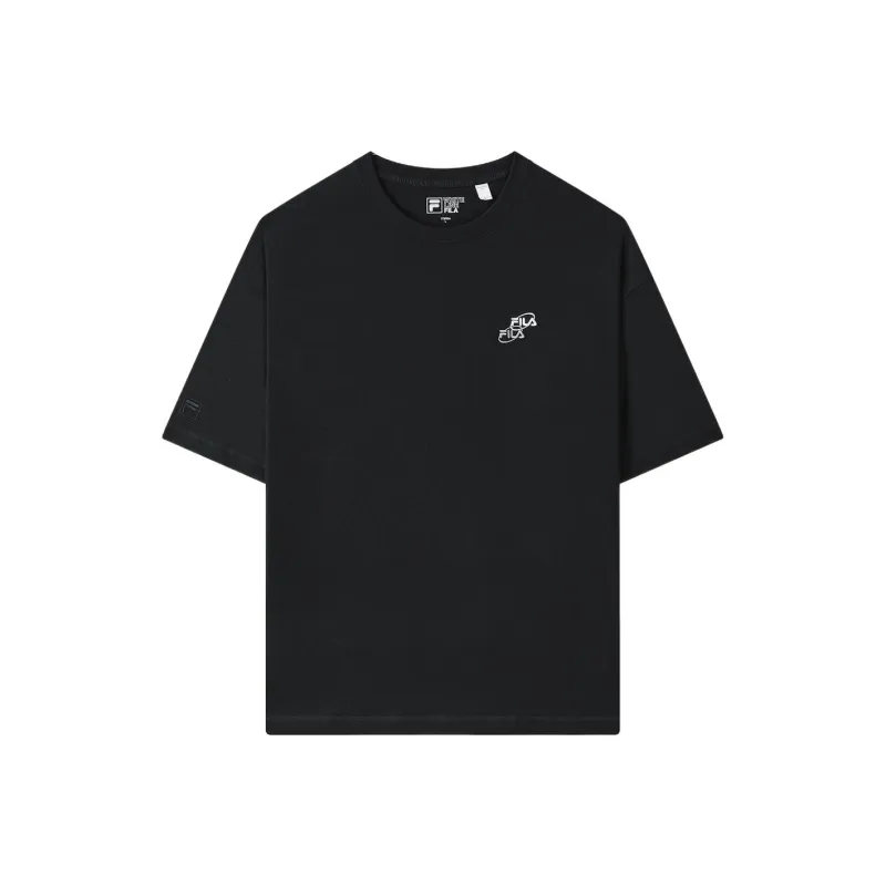 FILA Drop Shoulder Sleeve T-Shirt Unisex Jet Black-0