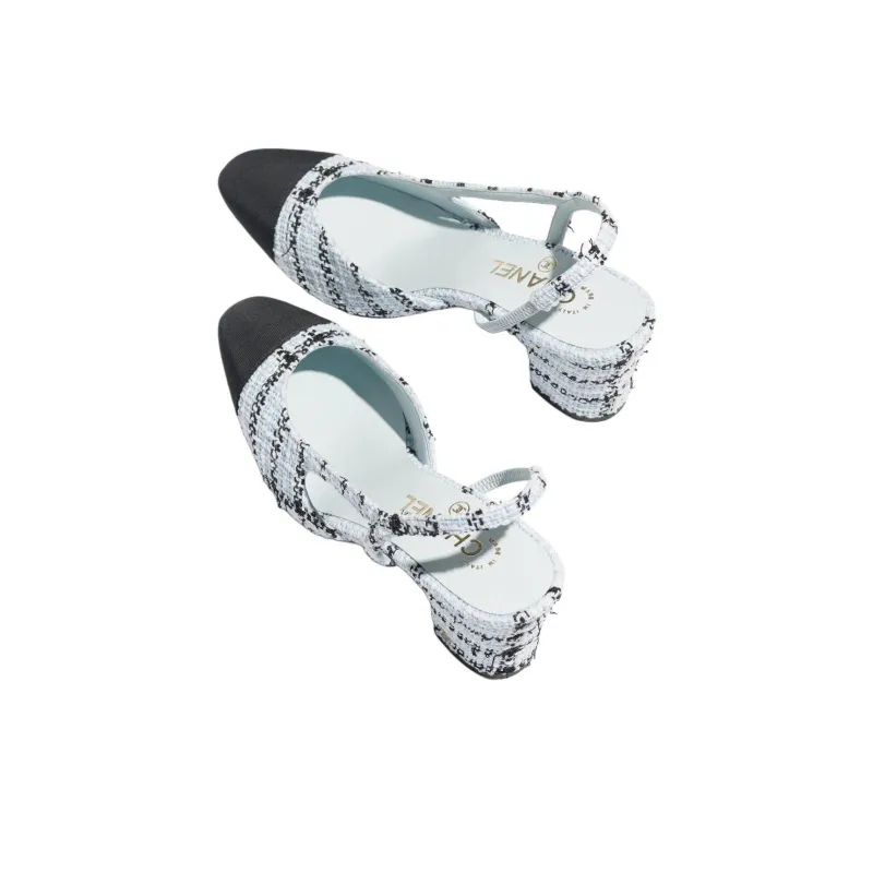 CHANEL 25S Chunky Heel High Heels 6.5cm Women's Light Blue-3