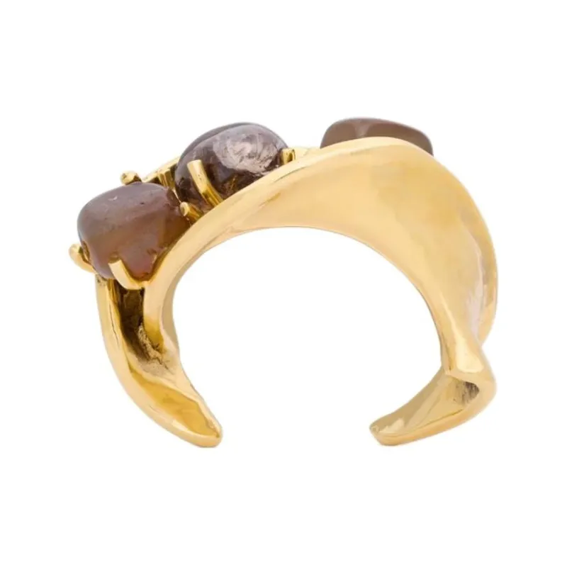 SAINT LAURENT Brass, Agate, Chalcedony Bangles Women's Gold-2