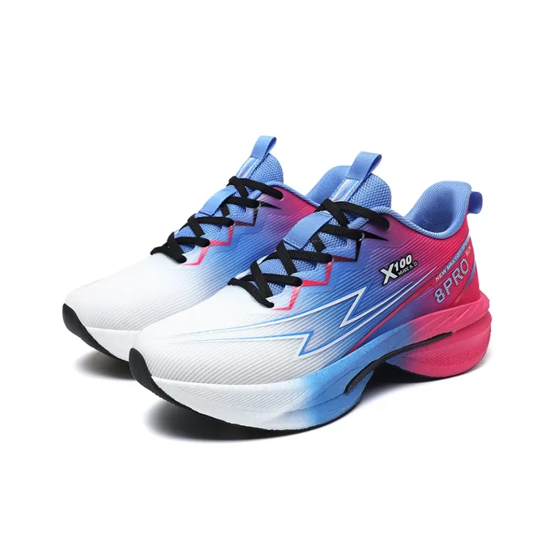 QIUTEXIONG Running Shoes Men Low Top Orange Red/White Rose Red/Grass Green-8