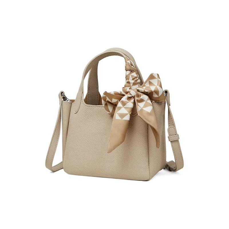 Teenmix Synthetic Leather Handbag, Basket Bag, Shoulder Bag, Crossbody Bag Regular Women's Milk Tea-1