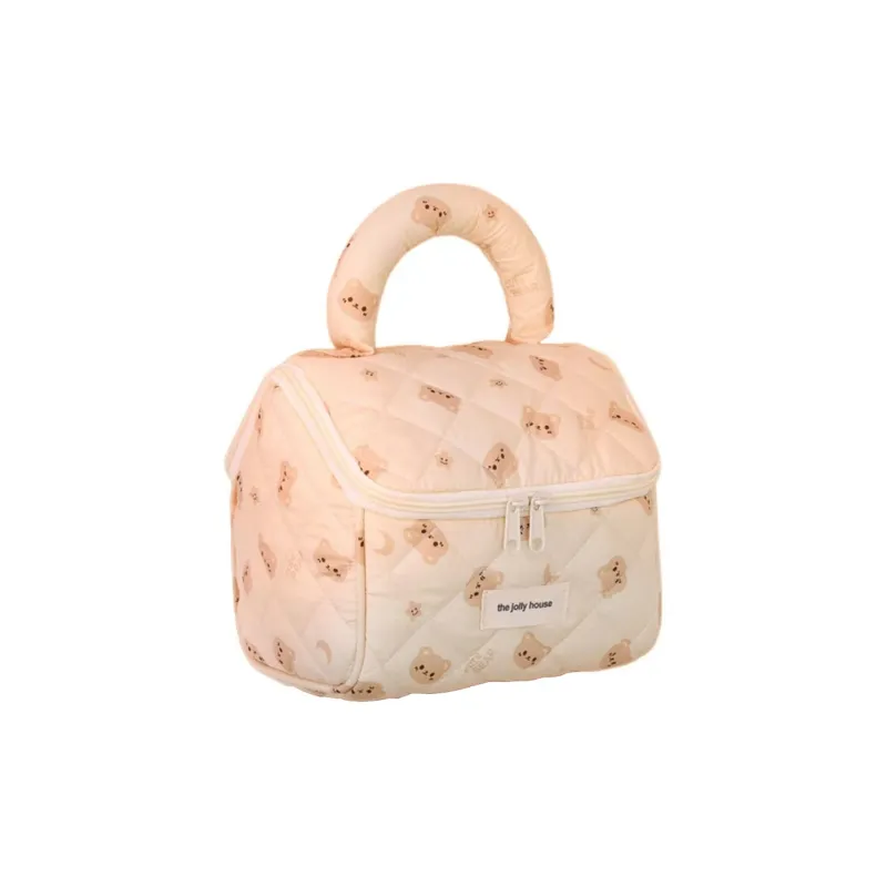 Boniu Cotton Makeup Bag Regular Unisex White/Yellow/Pink-5